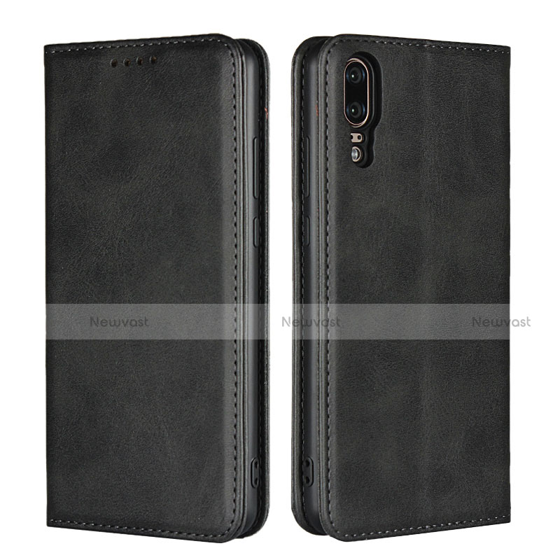 Leather Case Stands Flip Cover T09 Holder for Huawei P20 Black