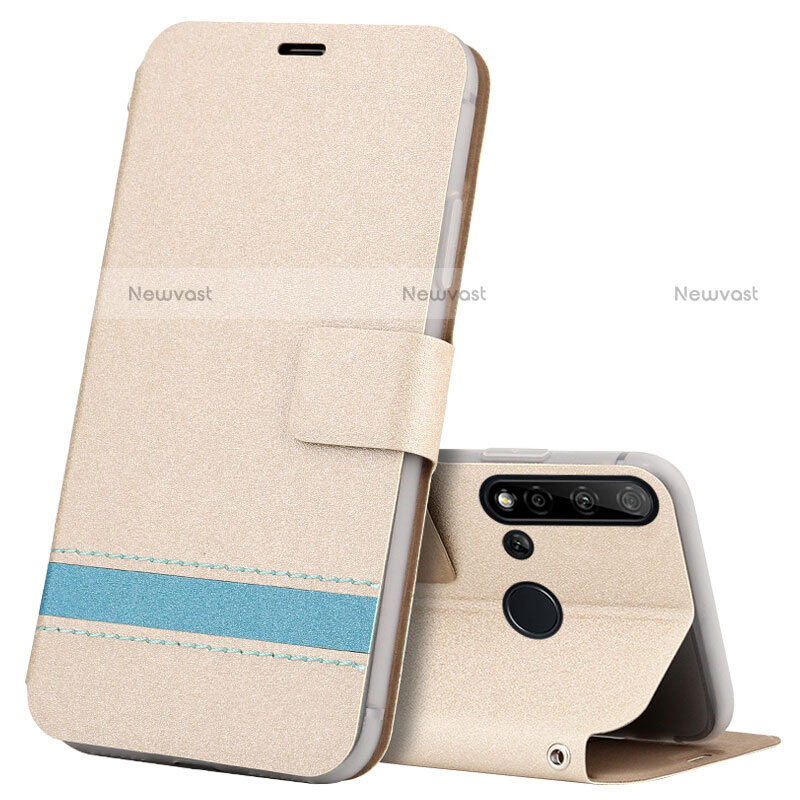 Leather Case Stands Flip Cover T09 Holder for Huawei P20 Lite (2019) Gold
