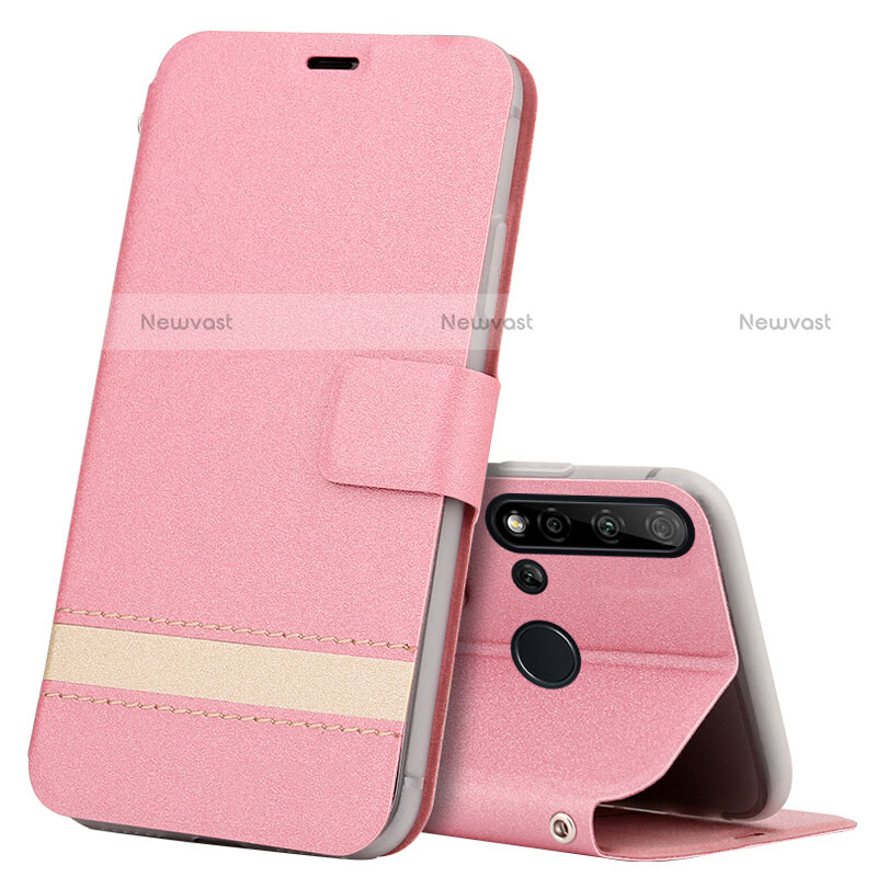 Leather Case Stands Flip Cover T09 Holder for Huawei P20 Lite (2019) Pink
