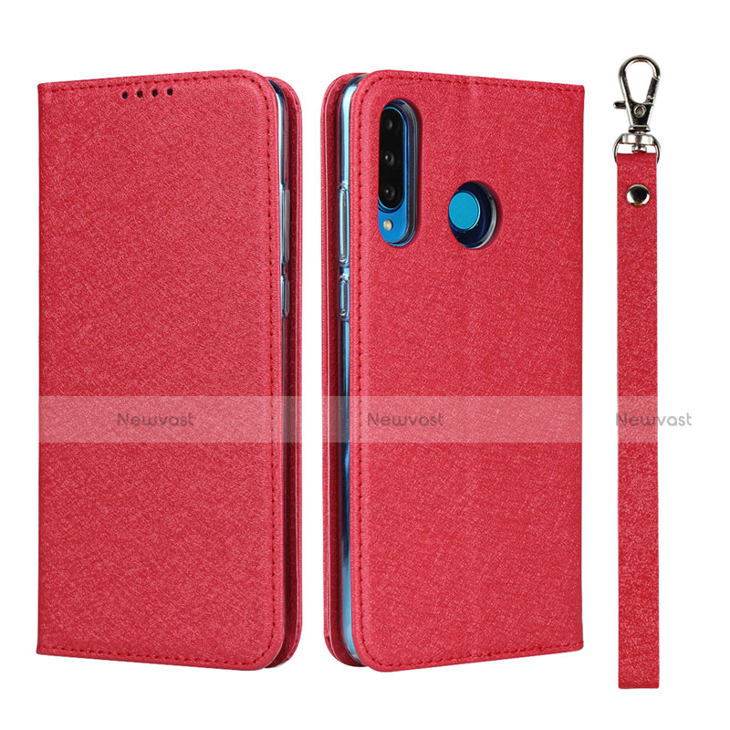 Leather Case Stands Flip Cover T09 Holder for Huawei P30 Lite Red