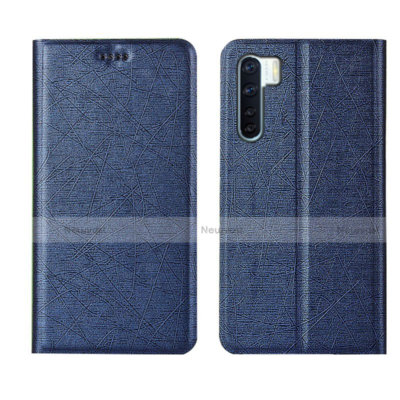 Leather Case Stands Flip Cover T09 Holder for Oppo A91 Blue