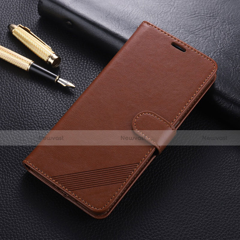 Leather Case Stands Flip Cover T09 Holder for Oppo Find X2 Brown