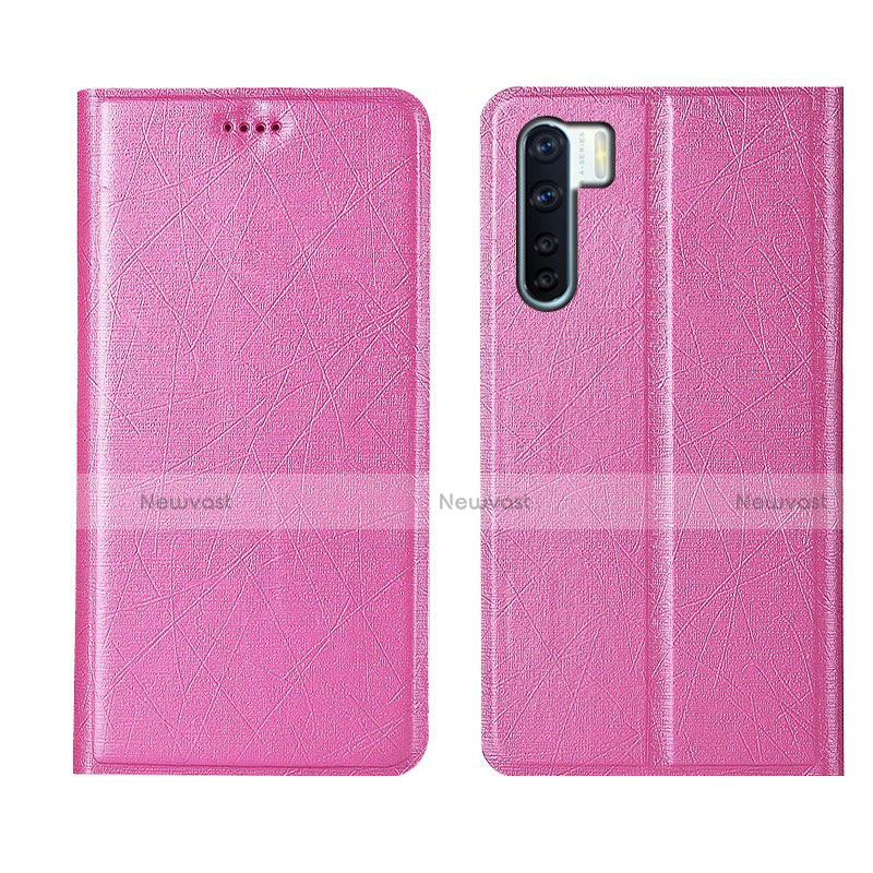 Leather Case Stands Flip Cover T09 Holder for Oppo Reno3 Pink