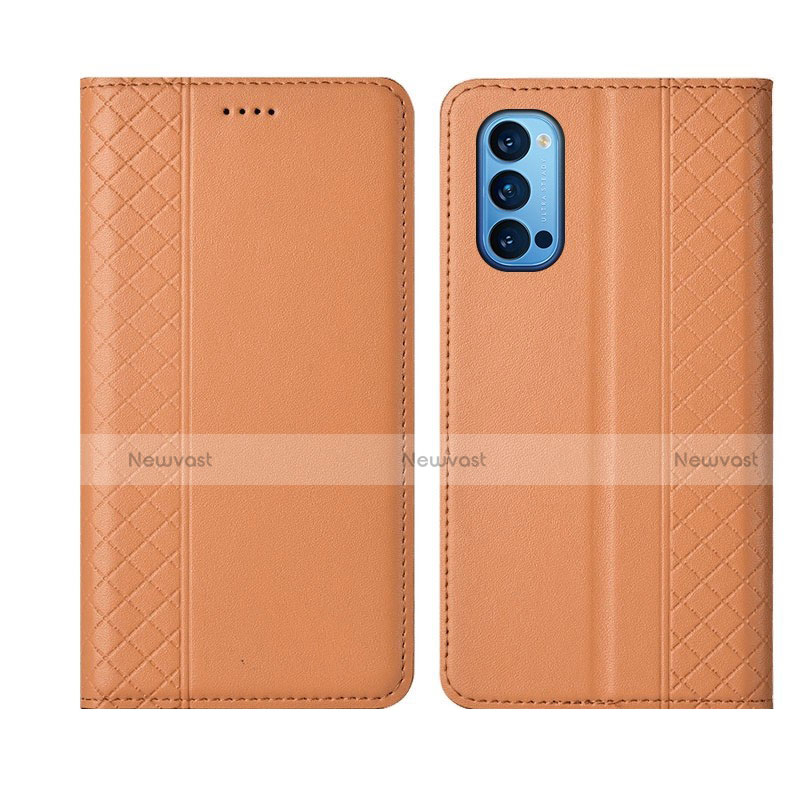 Leather Case Stands Flip Cover T09 Holder for Oppo Reno4 5G