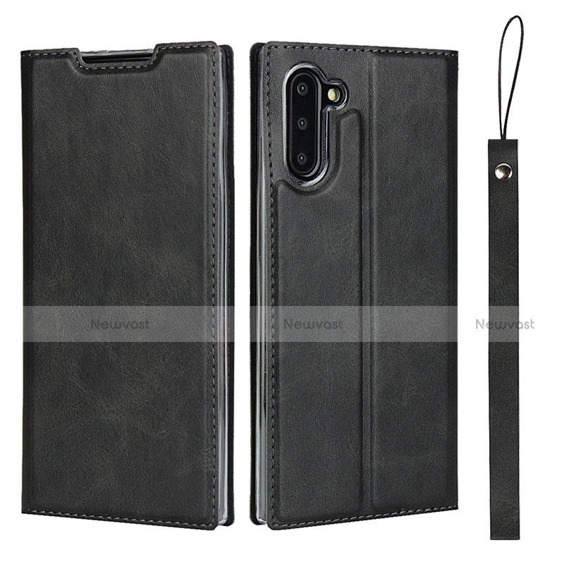 Leather Case Stands Flip Cover T09 Holder for Samsung Galaxy Note 10 5G Black