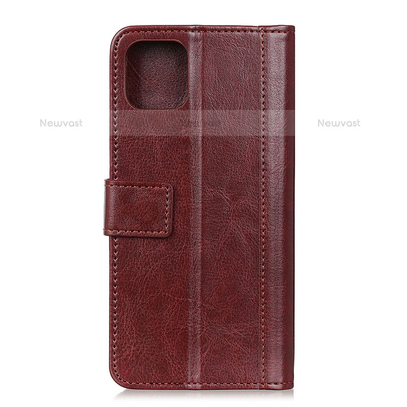 Leather Case Stands Flip Cover T09 Holder for Xiaomi Mi 11 5G Brown