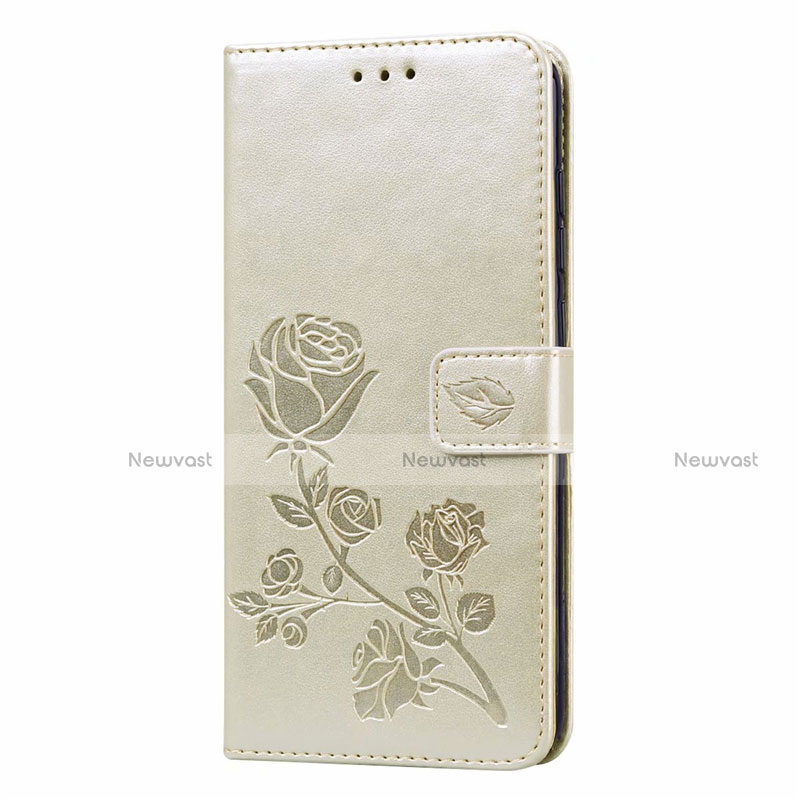 Leather Case Stands Flip Cover T09 Holder for Xiaomi Redmi 10X 4G Gold