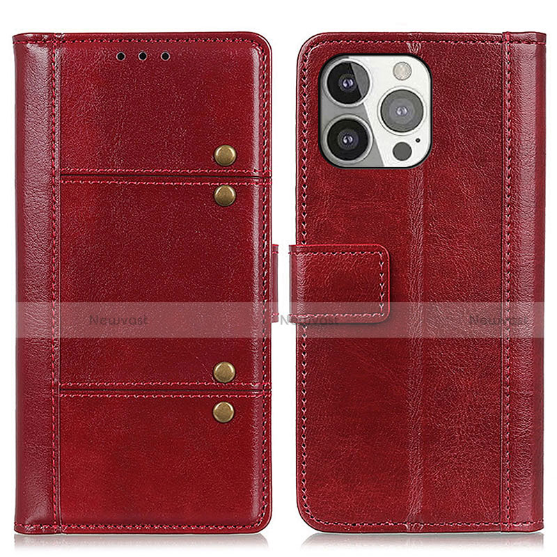 Leather Case Stands Flip Cover T10 Holder for Apple iPhone 14 Pro Max Red