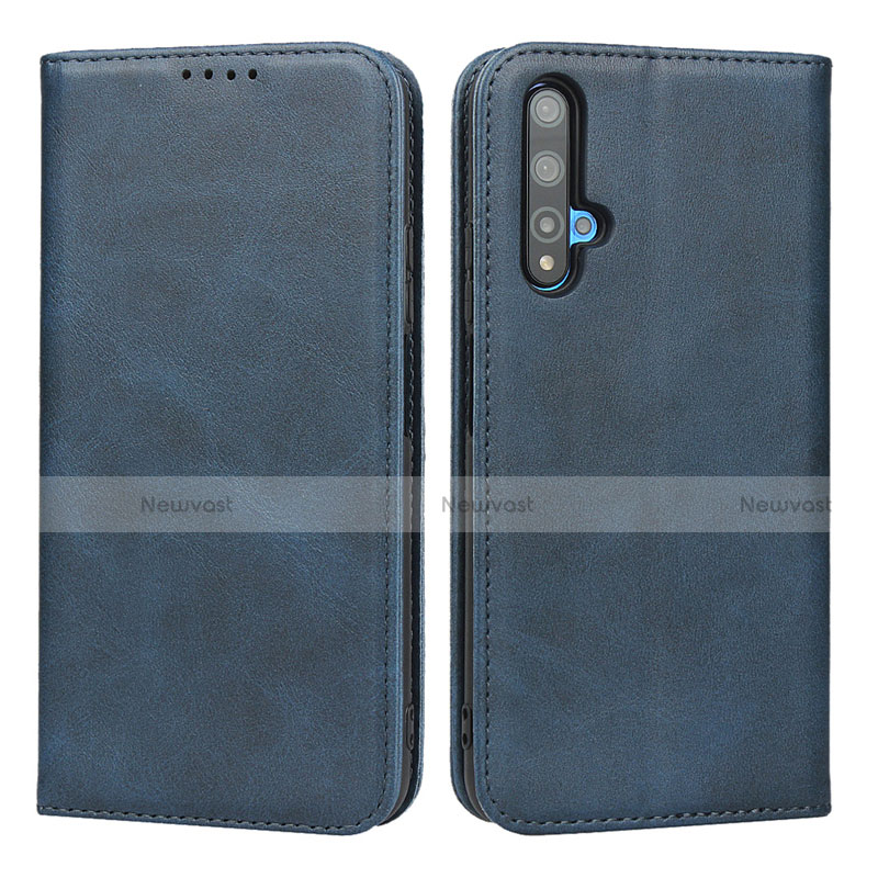 Leather Case Stands Flip Cover T10 Holder for Huawei Honor 20S Blue