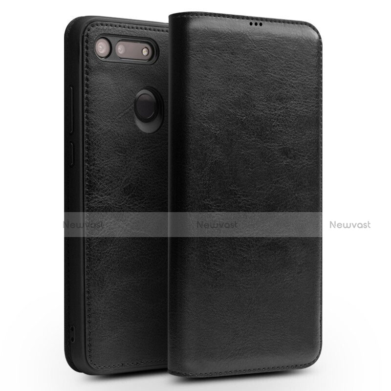 Leather Case Stands Flip Cover T10 Holder for Huawei Honor V20 Black