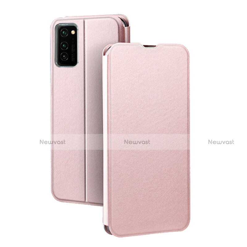 Leather Case Stands Flip Cover T10 Holder for Huawei Honor V30 5G Rose Gold