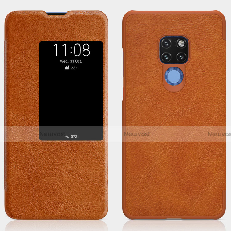 Leather Case Stands Flip Cover T10 Holder for Huawei Mate 20 Orange