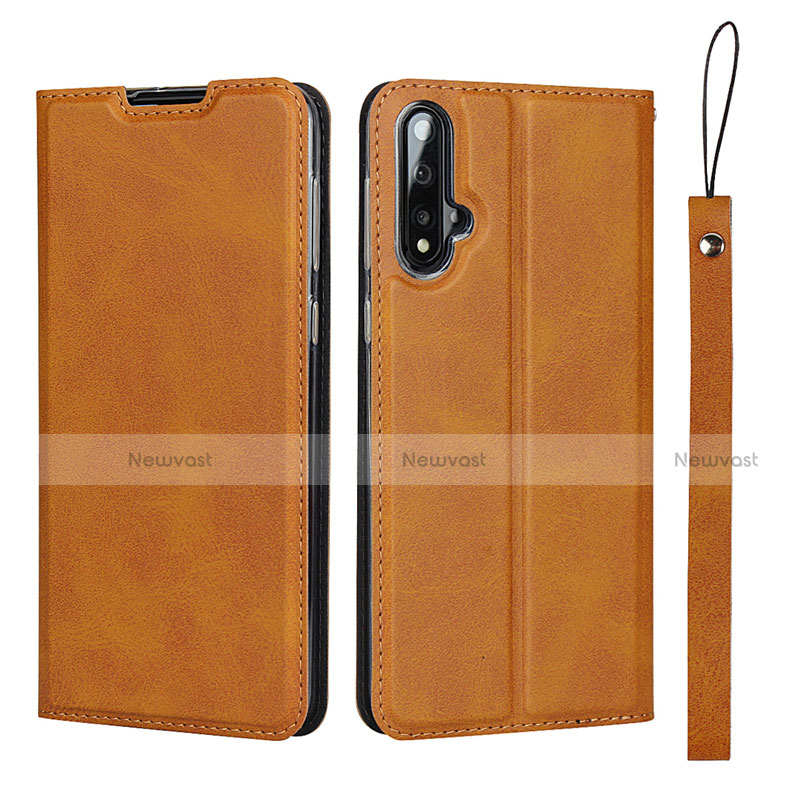 Leather Case Stands Flip Cover T10 Holder for Huawei Nova 5 Pro Orange