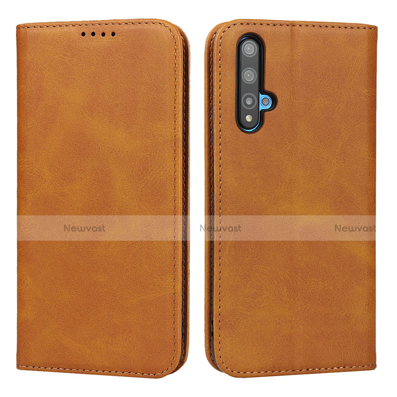 Leather Case Stands Flip Cover T10 Holder for Huawei Nova 5T Orange