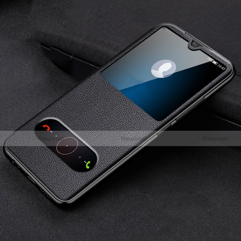 Leather Case Stands Flip Cover T10 Holder for Huawei P Smart+ Plus (2019) Black