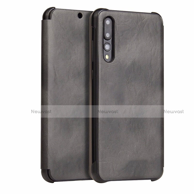 Leather Case Stands Flip Cover T10 Holder for Huawei P20 Pro Black