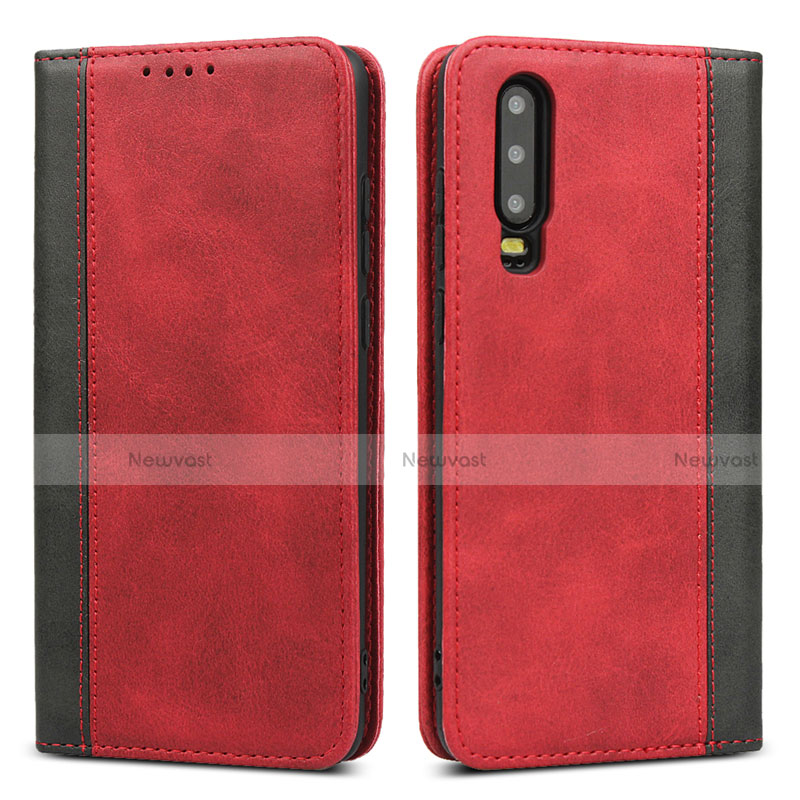 Leather Case Stands Flip Cover T10 Holder for Huawei P30 Red