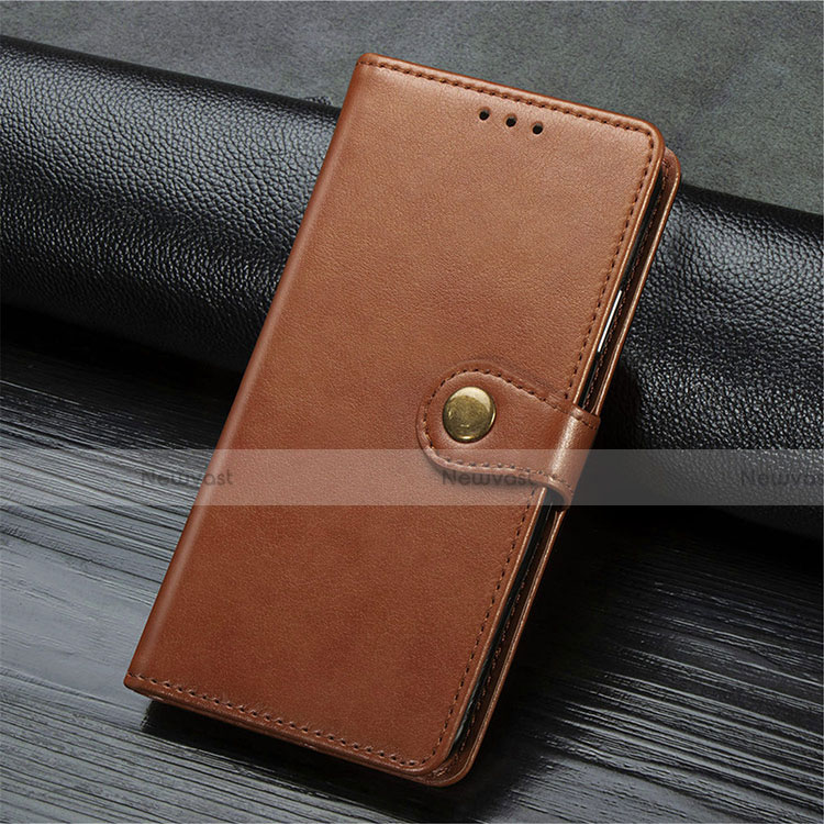 Leather Case Stands Flip Cover T10 Holder for Oppo F15 Brown