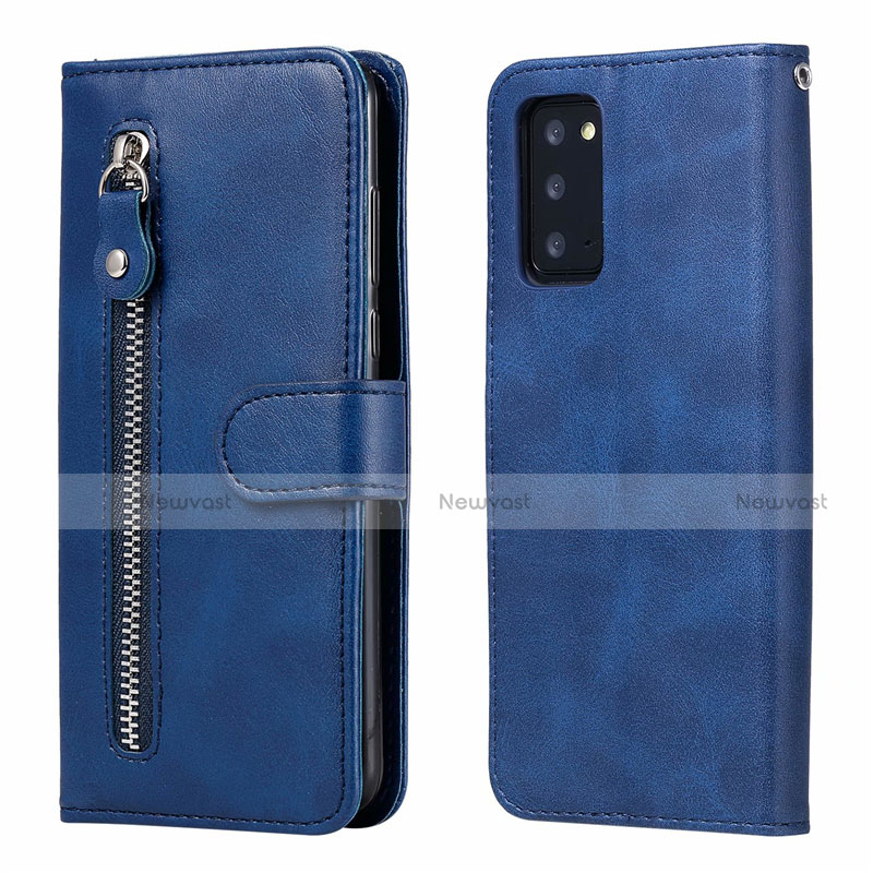 Leather Case Stands Flip Cover T10 Holder for Samsung Galaxy Note 20 5G Blue