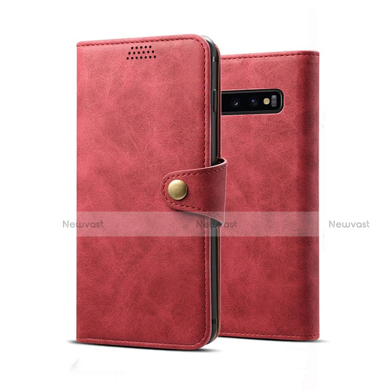 Leather Case Stands Flip Cover T10 Holder for Samsung Galaxy S10 5G Red