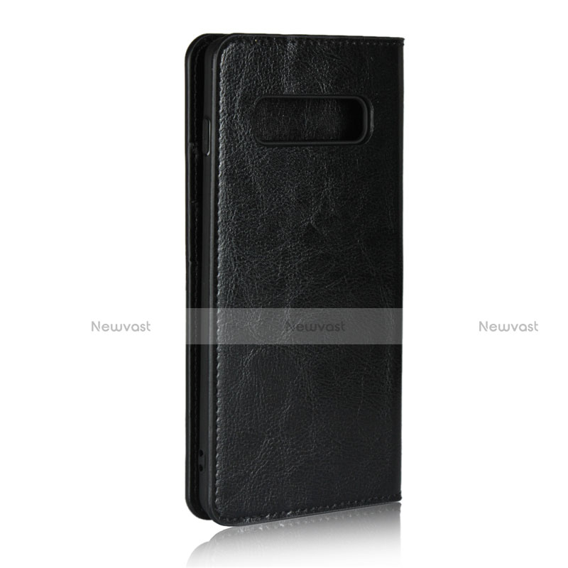 Leather Case Stands Flip Cover T10 Holder for Samsung Galaxy S10 Plus Black