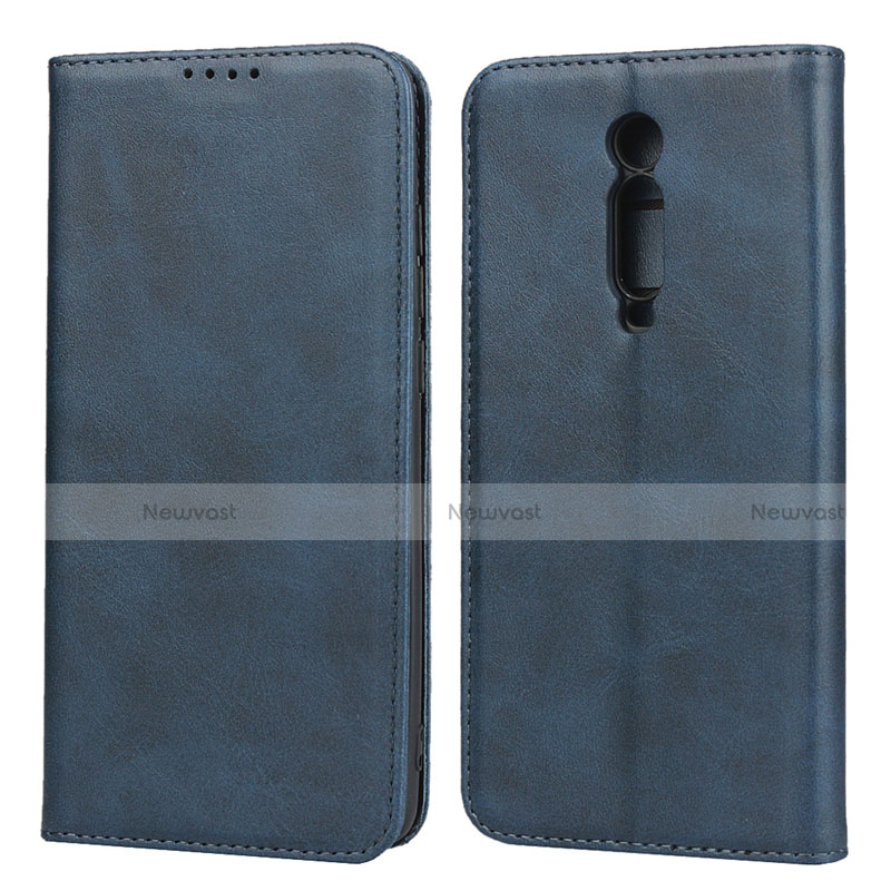 Leather Case Stands Flip Cover T10 Holder for Xiaomi Mi 9T Blue