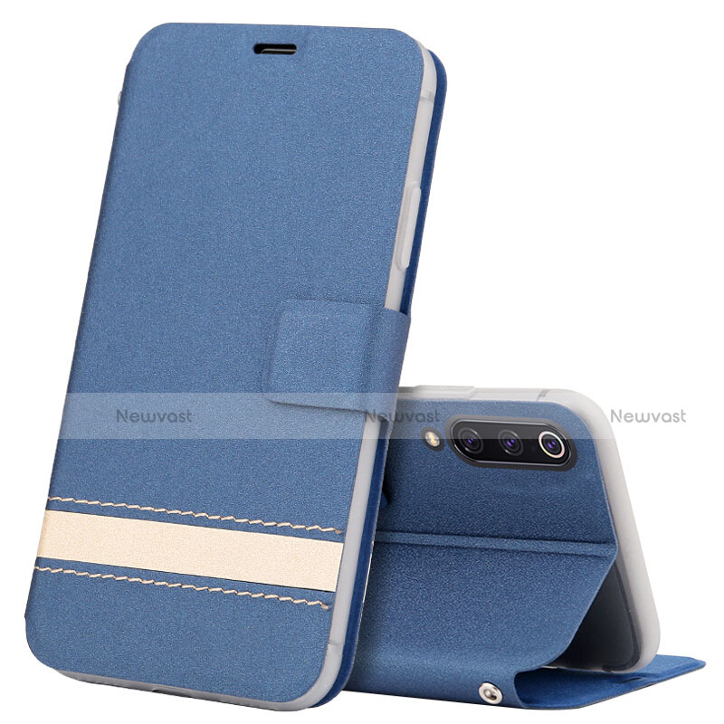 Leather Case Stands Flip Cover T10 Holder for Xiaomi Mi A3 Blue