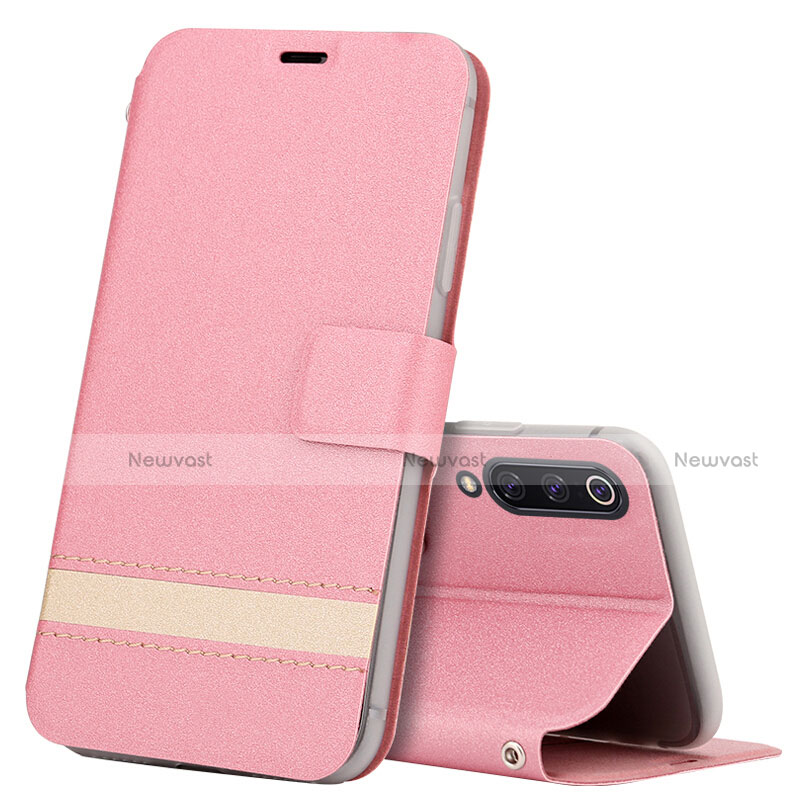 Leather Case Stands Flip Cover T10 Holder for Xiaomi Mi A3 Pink