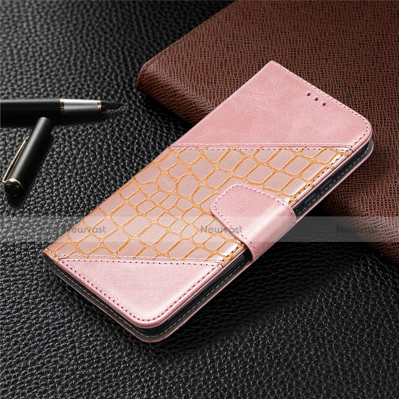 Leather Case Stands Flip Cover T10 Holder for Xiaomi Redmi 9i Rose Gold