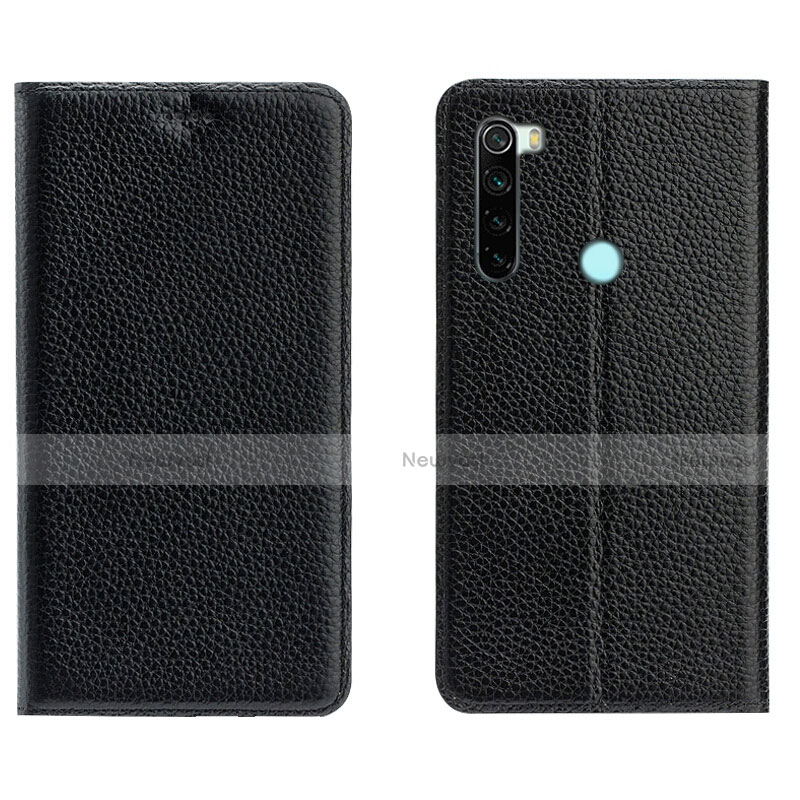 Leather Case Stands Flip Cover T10 Holder for Xiaomi Redmi Note 8 (2021) Black