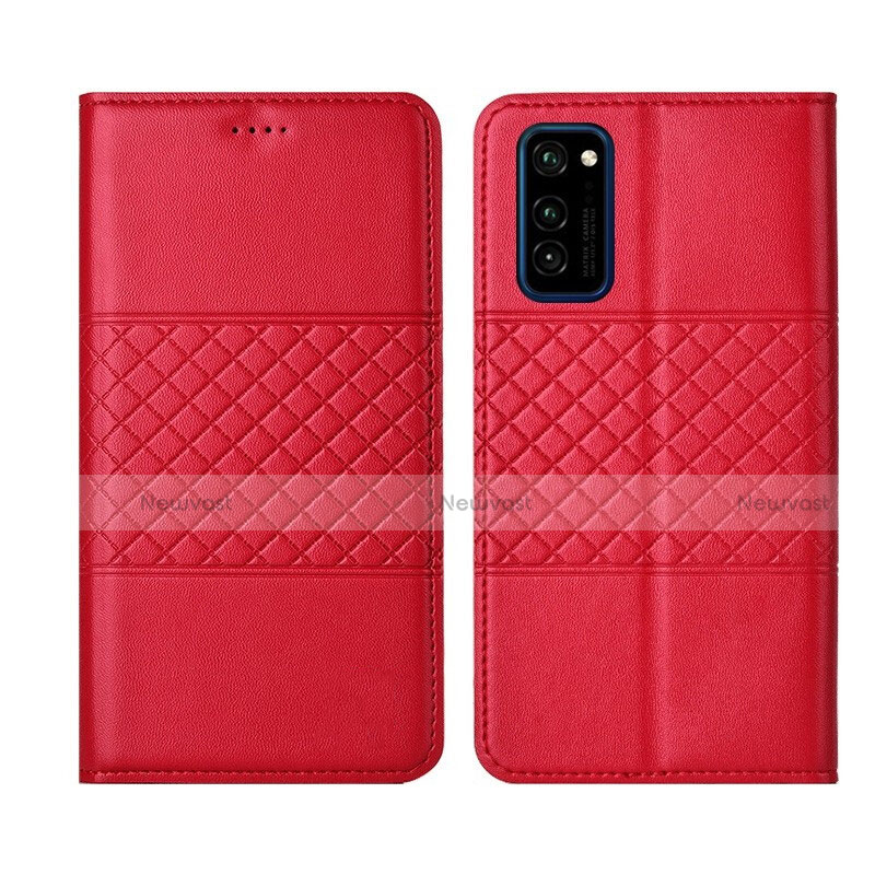 Leather Case Stands Flip Cover T11 Holder for Huawei Honor V30 5G Red