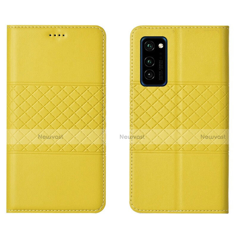 Leather Case Stands Flip Cover T11 Holder for Huawei Honor V30 5G Yellow