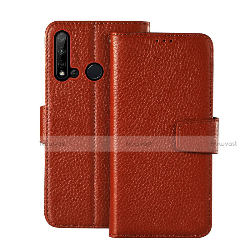 Leather Case Stands Flip Cover T11 Holder for Huawei Nova 5i Brown