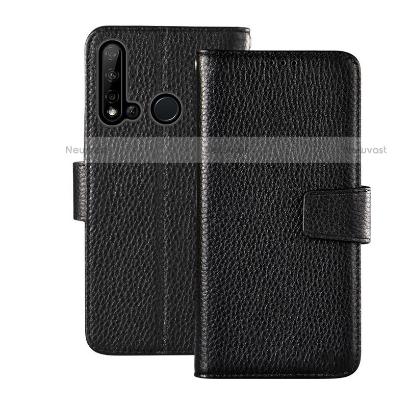 Leather Case Stands Flip Cover T11 Holder for Huawei P20 Lite (2019) Black