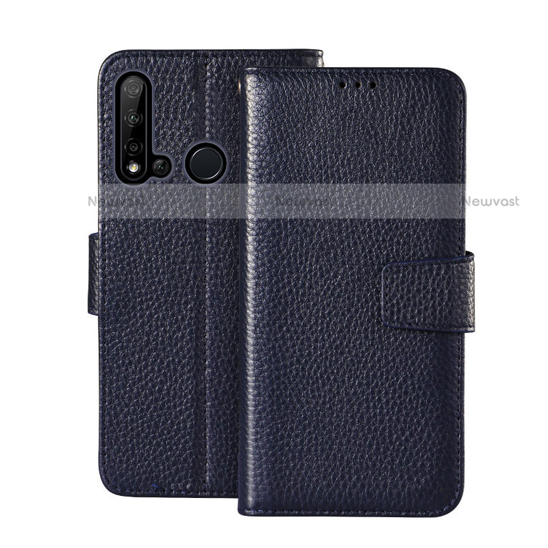 Leather Case Stands Flip Cover T11 Holder for Huawei P20 Lite (2019) Blue