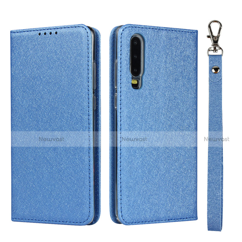 Leather Case Stands Flip Cover T11 Holder for Huawei P30 Blue