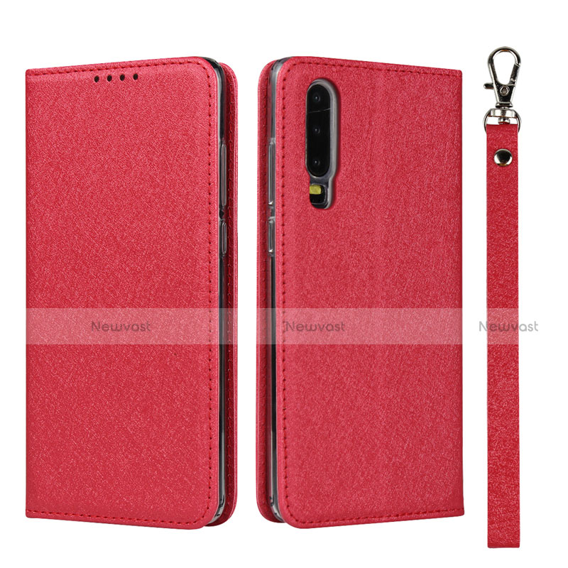 Leather Case Stands Flip Cover T11 Holder for Huawei P30 Red