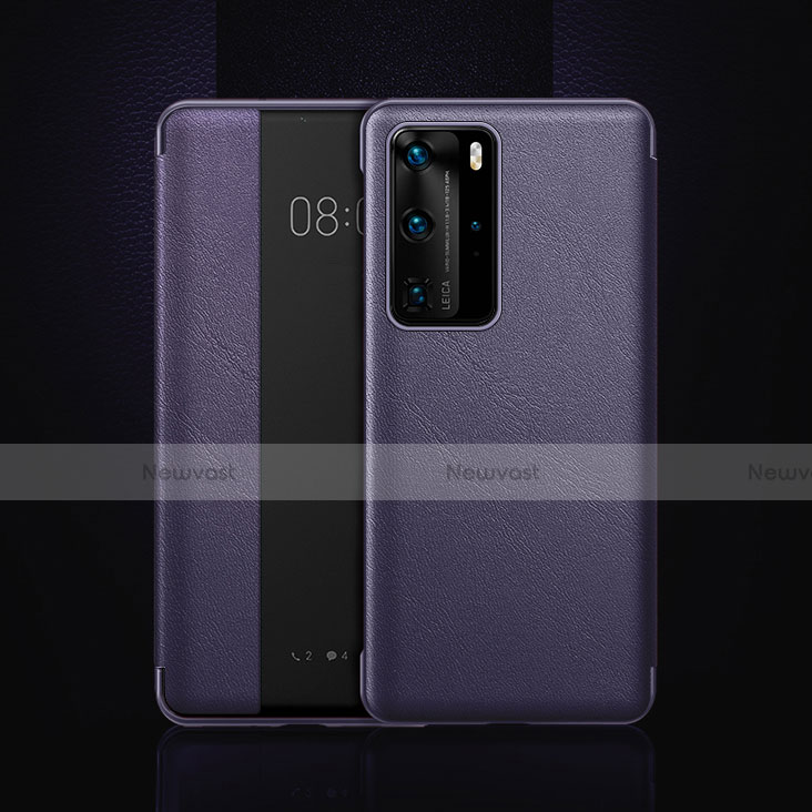 Leather Case Stands Flip Cover T11 Holder for Huawei P40 Pro Purple