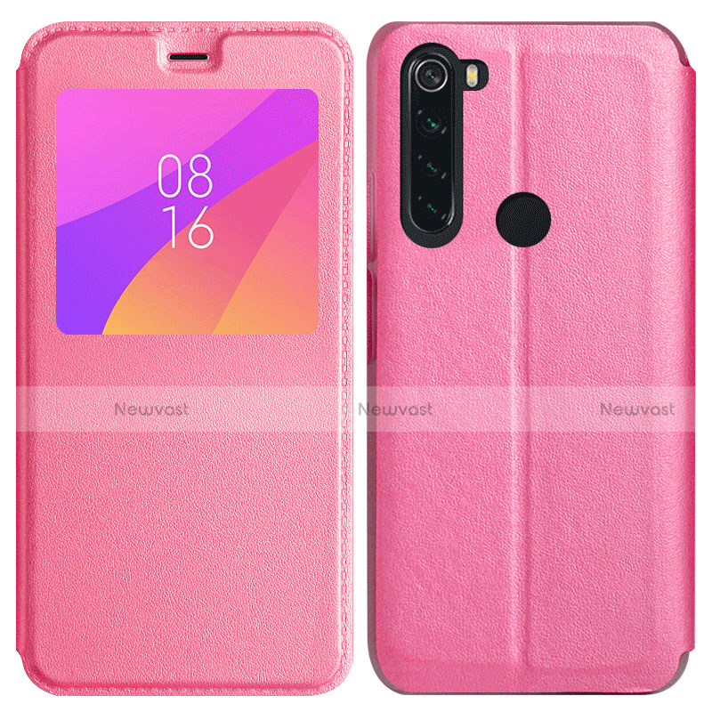 Leather Case Stands Flip Cover T11 Holder for Xiaomi Redmi Note 8 (2021) Pink