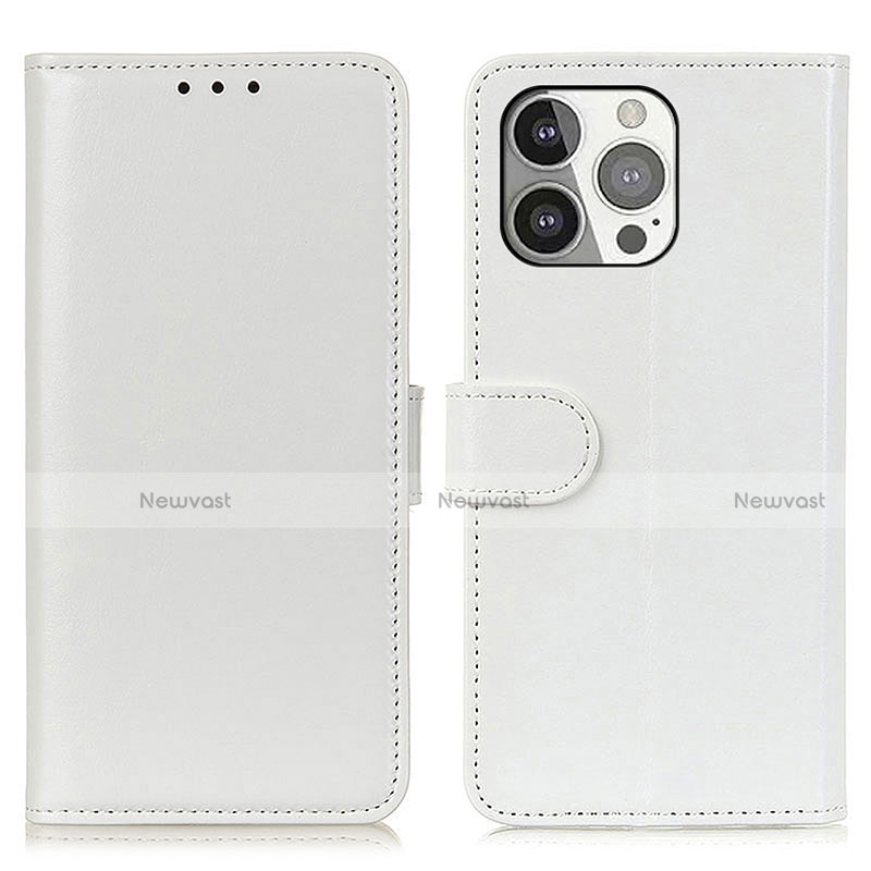 Leather Case Stands Flip Cover T12 Holder for Apple iPhone 13 Pro White