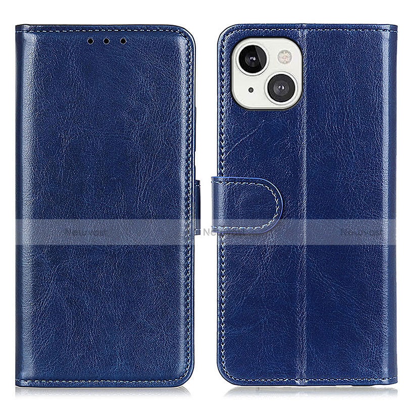 Leather Case Stands Flip Cover T12 Holder for Apple iPhone 14 Blue