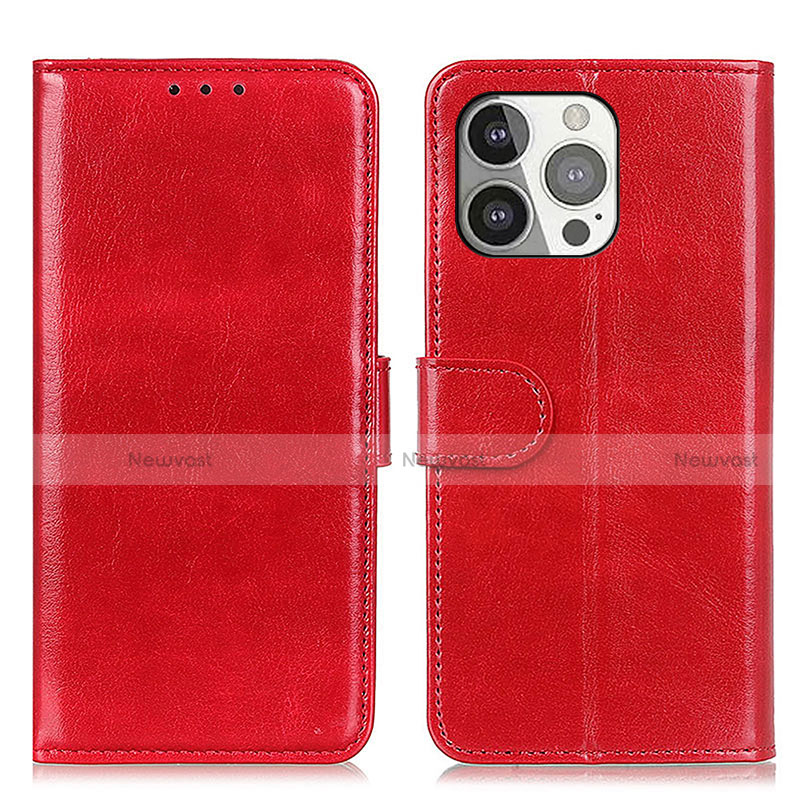 Leather Case Stands Flip Cover T12 Holder for Apple iPhone 14 Pro Red