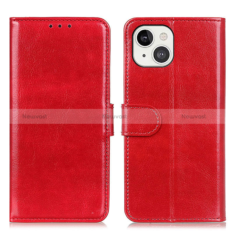 Leather Case Stands Flip Cover T12 Holder for Apple iPhone 15 Plus Red