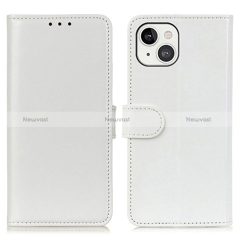 Leather Case Stands Flip Cover T12 Holder for Apple iPhone 15 White