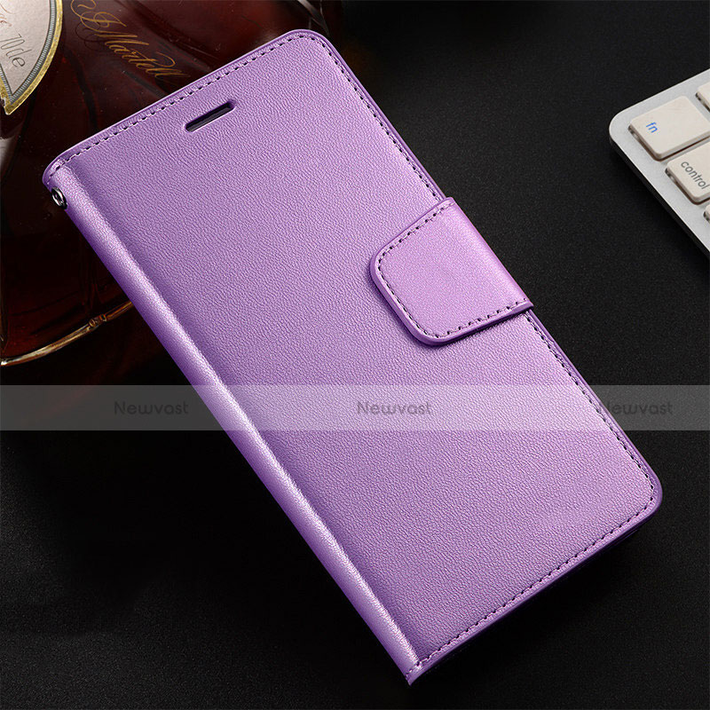 Leather Case Stands Flip Cover T12 Holder for Huawei Honor 20i Purple