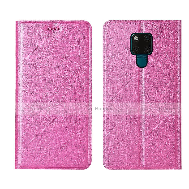 Leather Case Stands Flip Cover T12 Holder for Huawei Mate 20 X 5G Pink