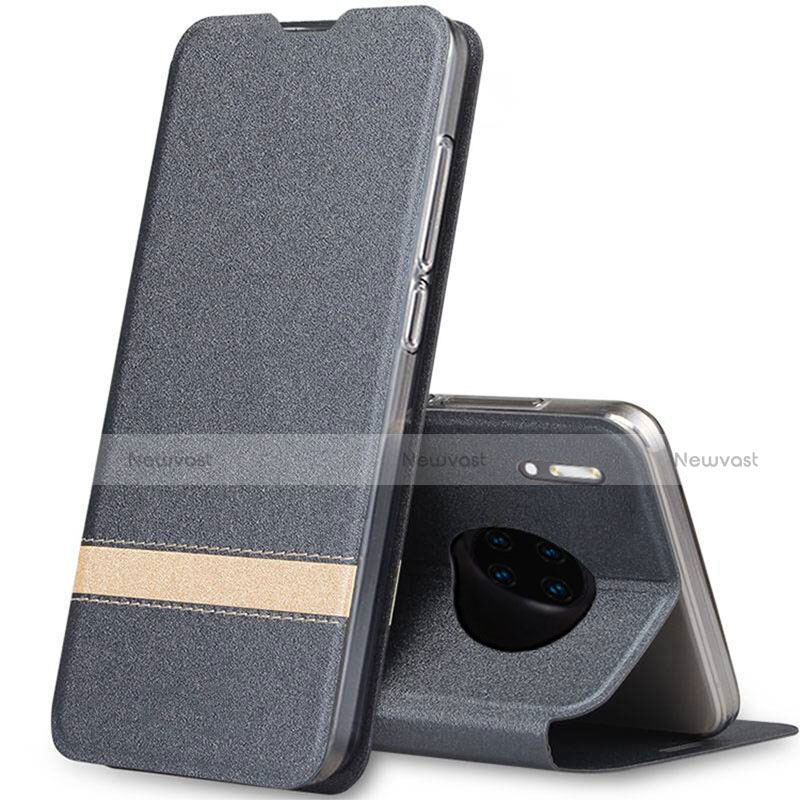 Leather Case Stands Flip Cover T12 Holder for Huawei Mate 30 Pro Gray