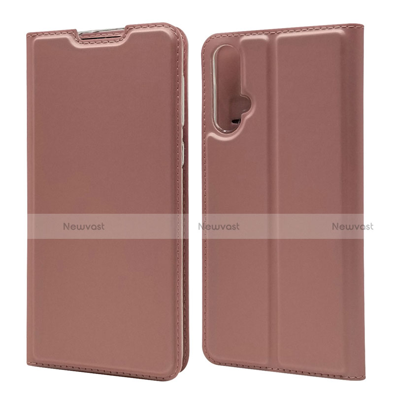 Leather Case Stands Flip Cover T12 Holder for Huawei Nova 5 Pro Rose Gold