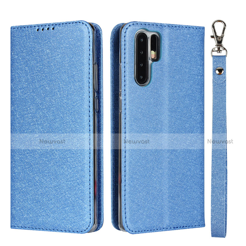 Leather Case Stands Flip Cover T12 Holder for Huawei P30 Pro New Edition Blue