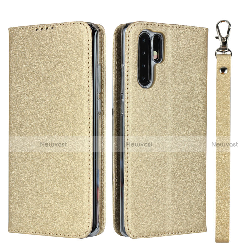 Leather Case Stands Flip Cover T12 Holder for Huawei P30 Pro New Edition Gold